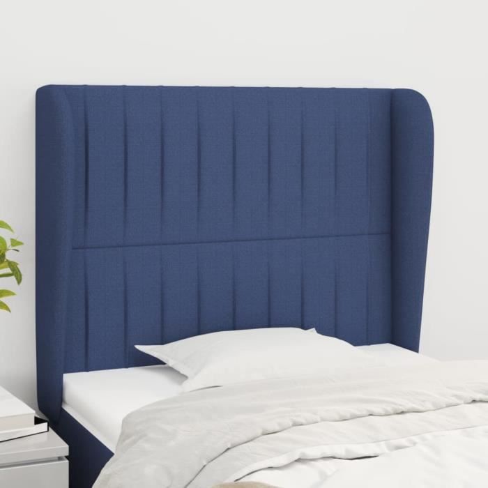 VidaXL Tête de lit avec oreilles Bleu 103x23x118-128 cm Tissu3118190