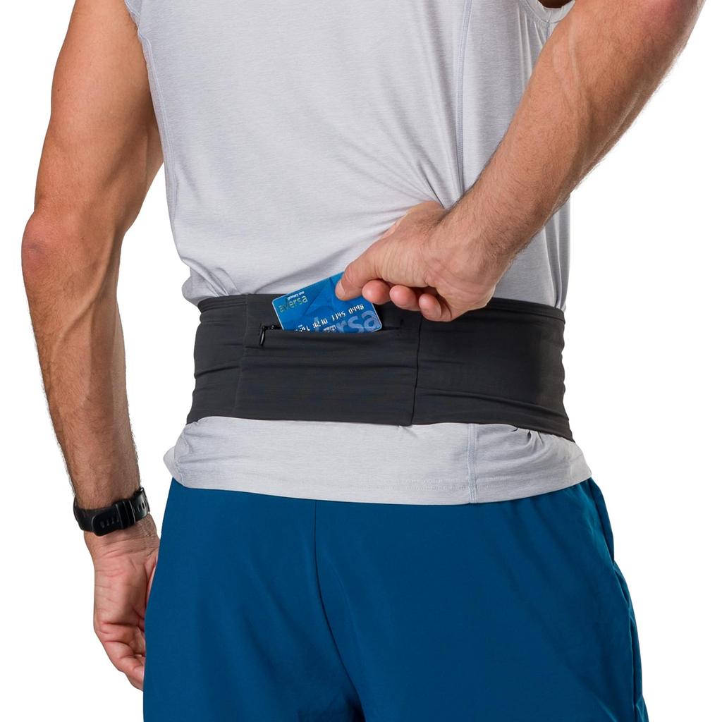 NATHAN Running Pouch Waist Pouch NS30630 Zipster Max No Slip Waistband Smartphone Compatible Zip Pocket Black S Walking Jogging Strolling Trail