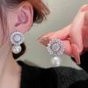 Super Flash Zircon Flower Pearl Ear Clips for Women Without Ear Piercings, Light Luxury Retro New Earrings,exaggerated Mosquito Coil Disc Earrings.