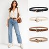 Pin Buckle Closure PU Leather Belt Minimalist Faux Leather Waistband Slim Waist Strap  For Women