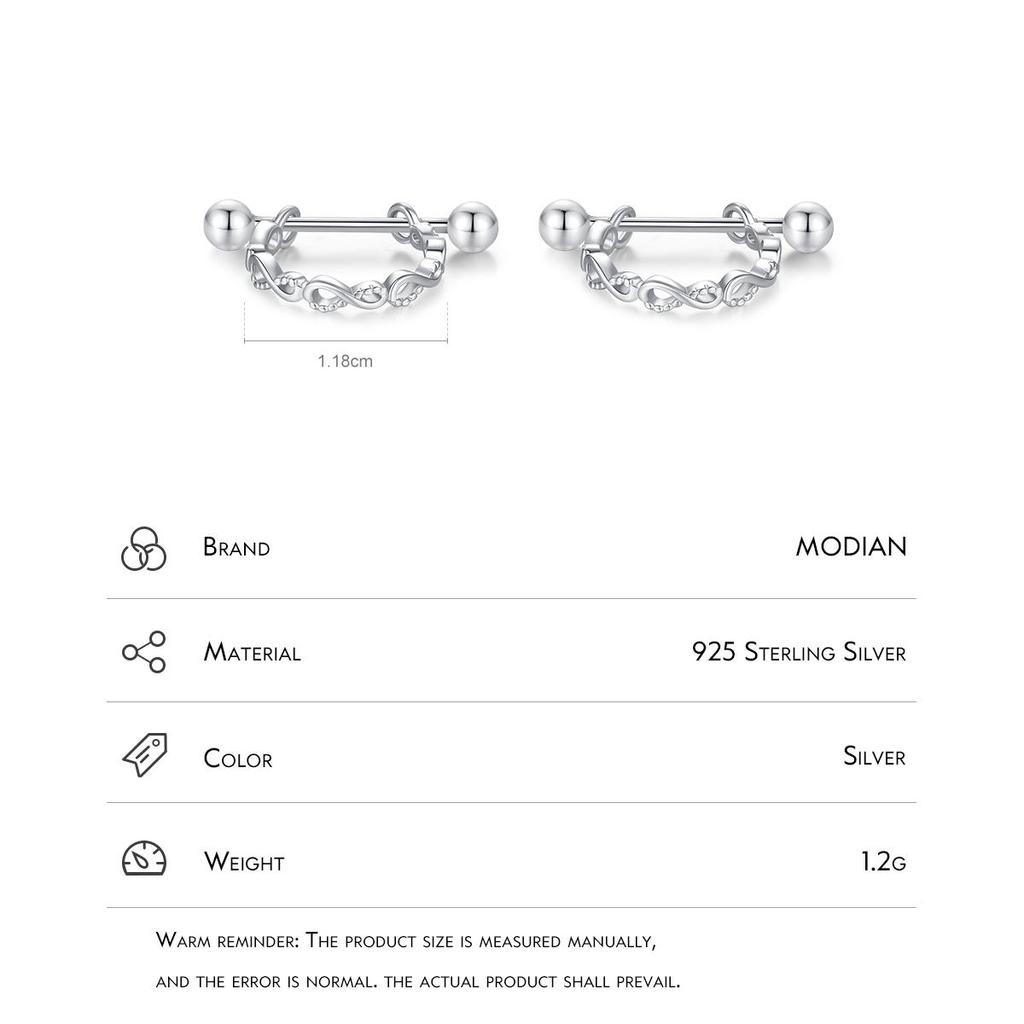 MODIAN 925 Sterling Silver Simple Infinite Love Screw Hoop Earrings Trendy Hollow Earrings For Women Girls Original Fine Jewelry