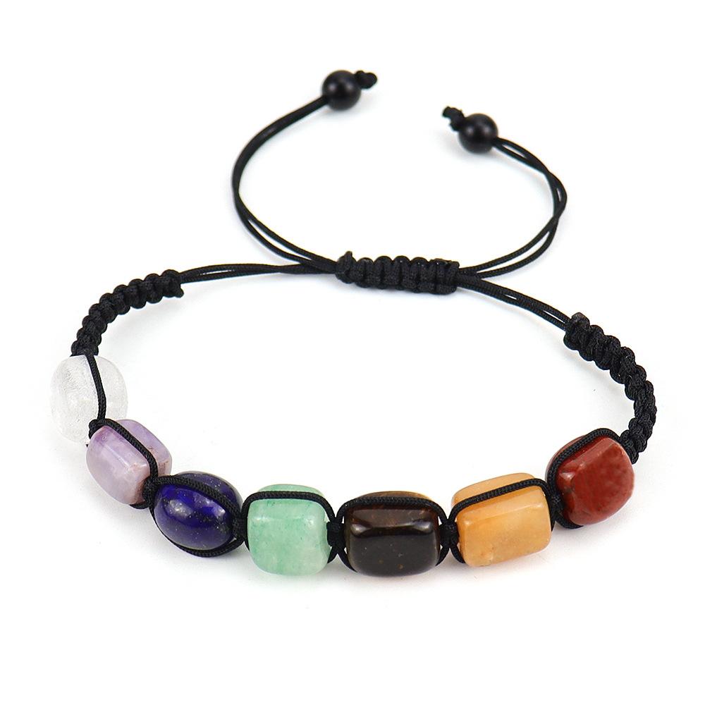 Hand-Woven Colorful Crystal Bracelet Rectangular Stone Yoga Bracelet B62