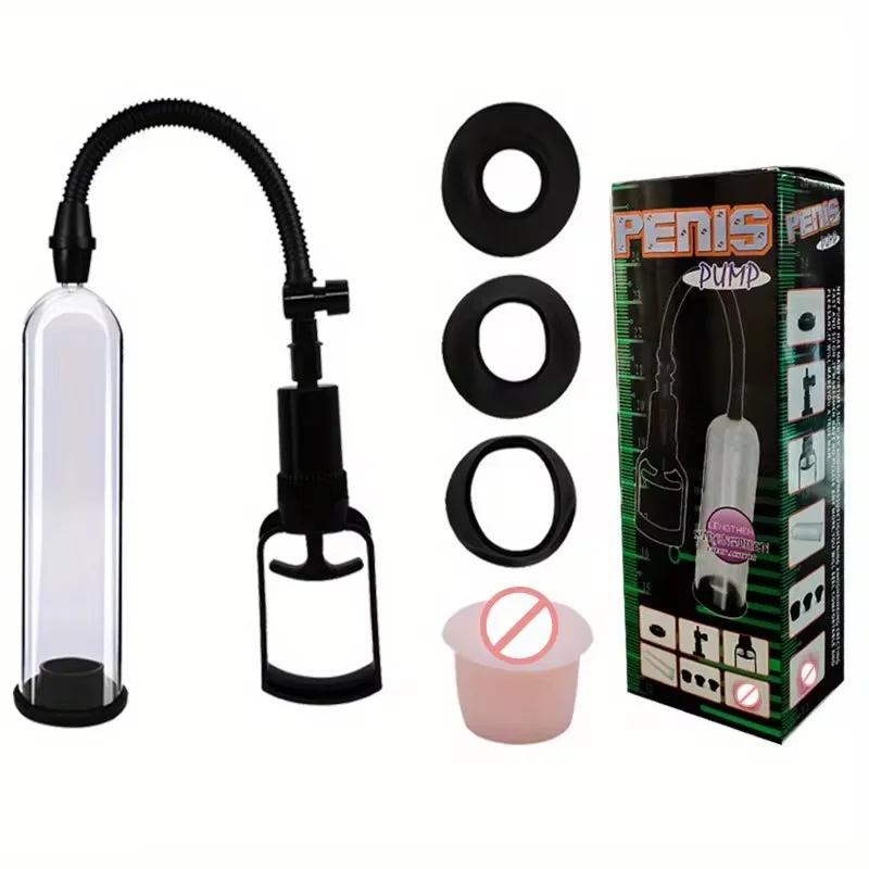 Sex Toys for Men Penis Pump Penis Extender Vacuum Pump Penis Enlargement Enhancer Male Masturbator Dick Trainer Massager Ring 18