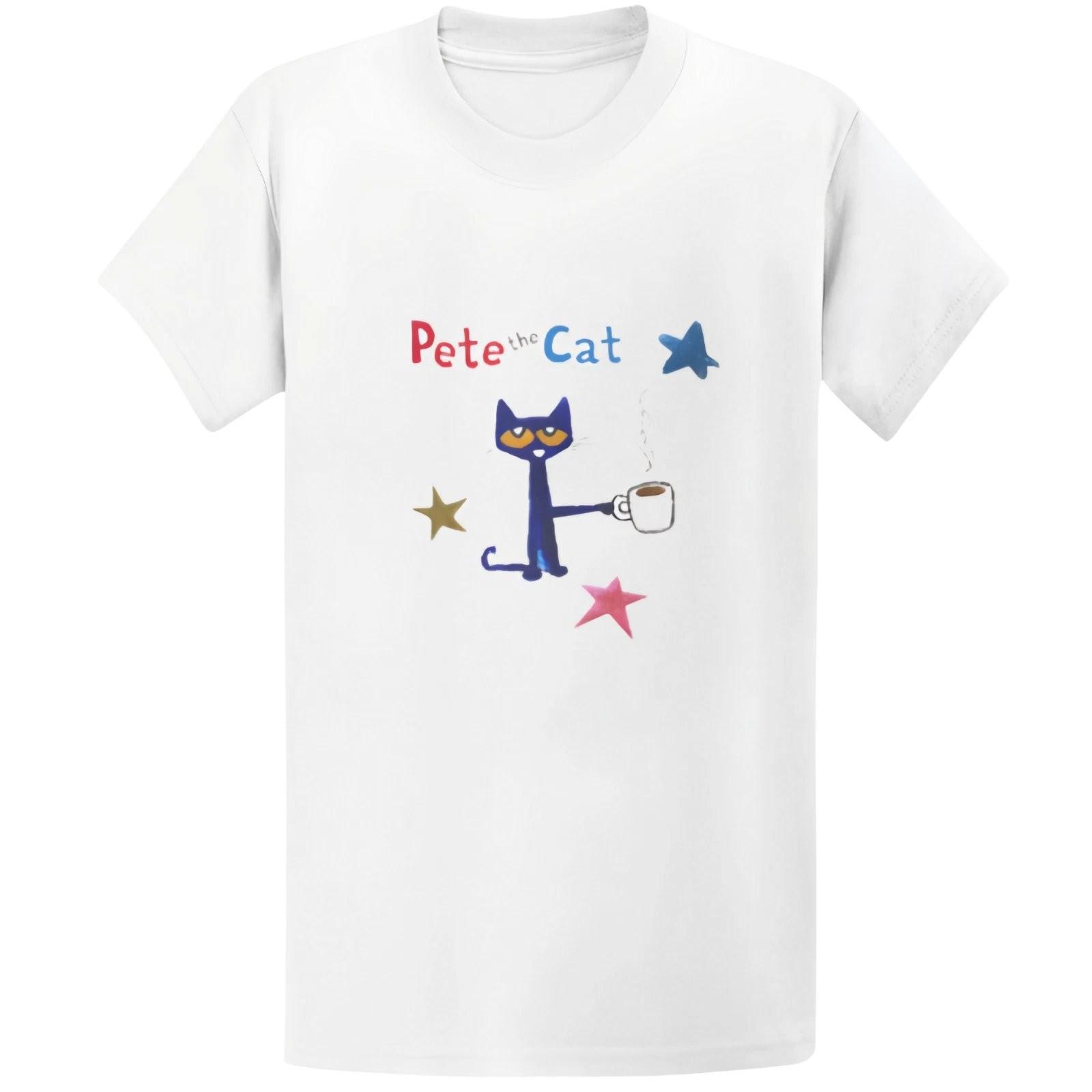Gildan 5000 Pete The Cat Coffee T-Shirt Vintage Graphic Tee S