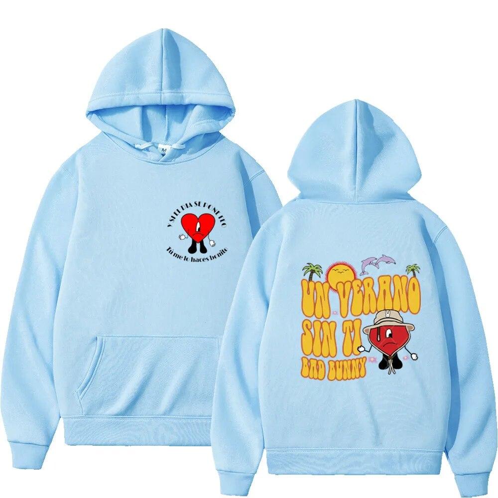 Hot 2022 Unisex Hoodies Hip Hop Bad Bunny UN VERANO SIN TI Print Harajuku Fleece Pullover Male Sweatshirt Women Hoody Clothing Tops