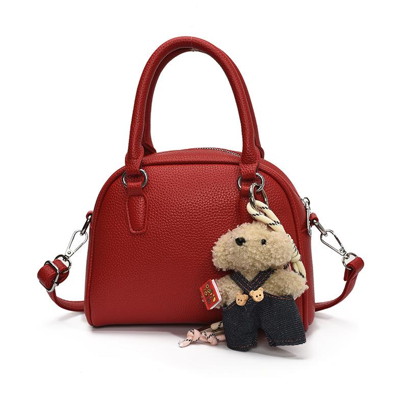 Wholesale new niche simple lychee pattern texture portable Boston bag versatile temperament commuter messenger bag woman