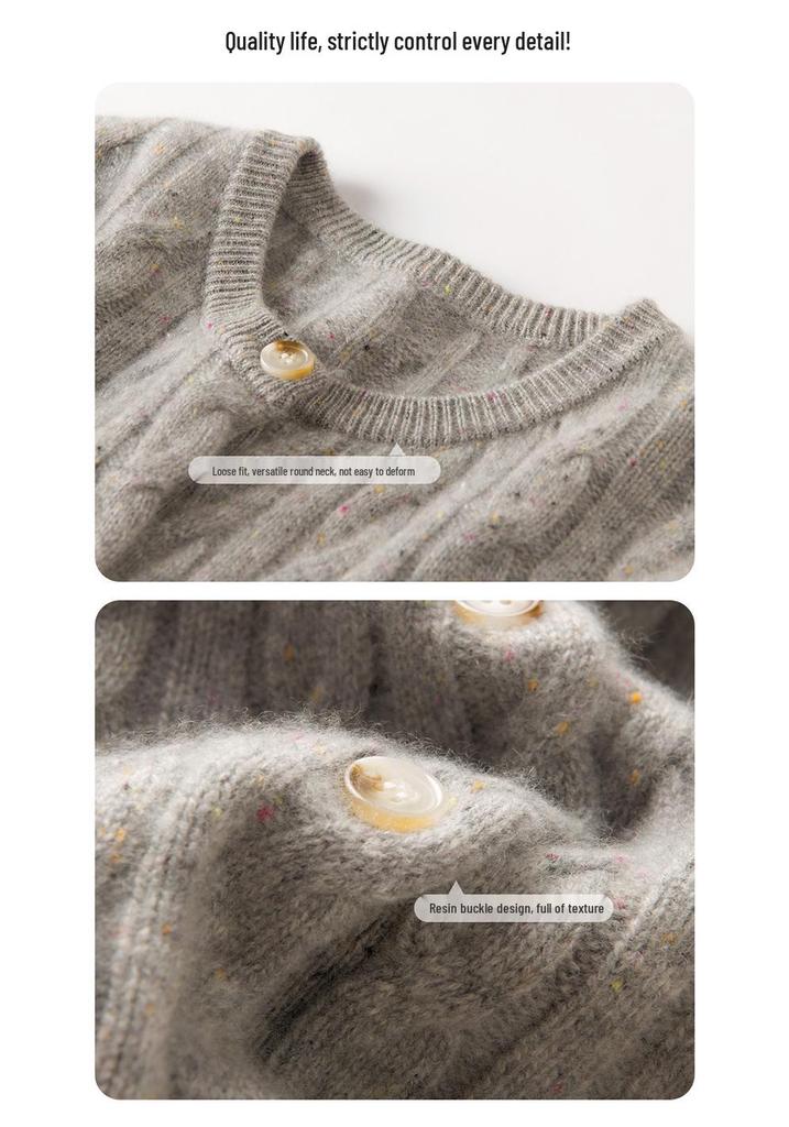 Women's Ultra Thick Retro Cable Knit Cashmere Cardigan Sweater - Autumn/Winter Collection.