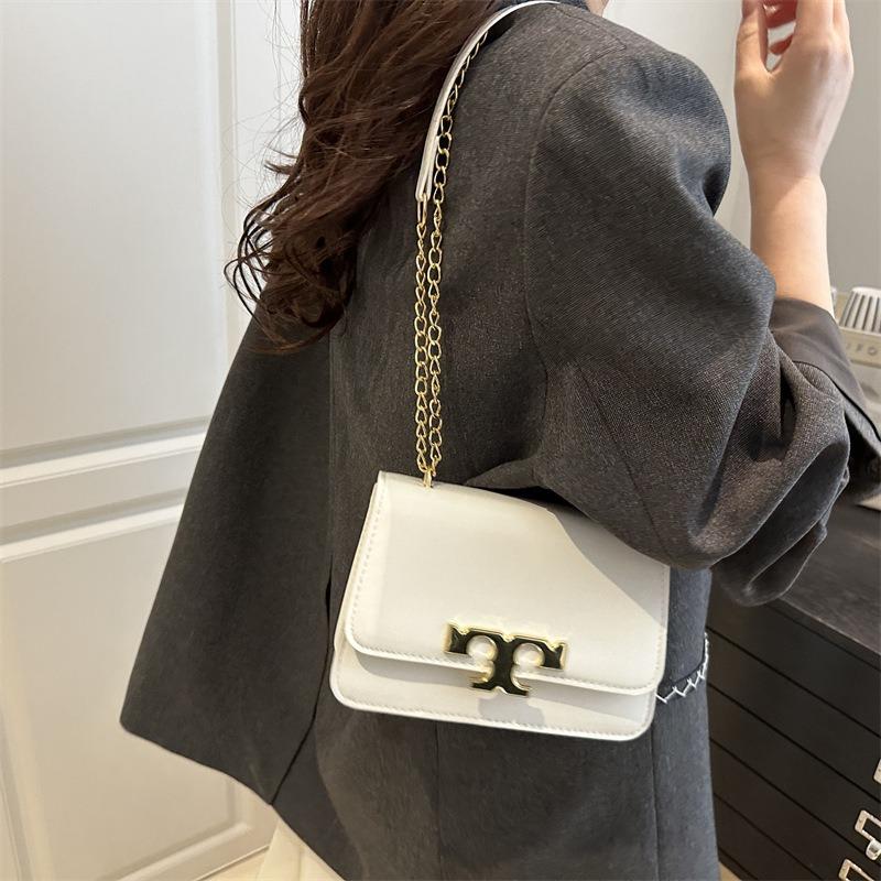 Women's Bag New Fashionable Small Square Bag Solid Color High-end Texture Temperament Chain Shoulder Messenger Bag
