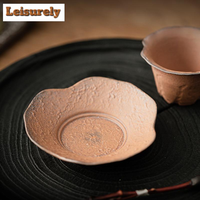 2pc/lot Old Rock Mud Coarse Pottery Coasters Non-slip Coasters For Coffee Cups Saucer Anti-scald Placemats Teacup Base Tableware