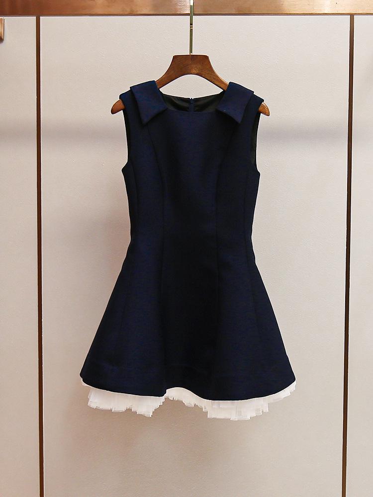 

High-End Women s Spring/Summer Sweet Princess A-Line Bow Tank Top Fluffy Dress Small темно-синього кольору