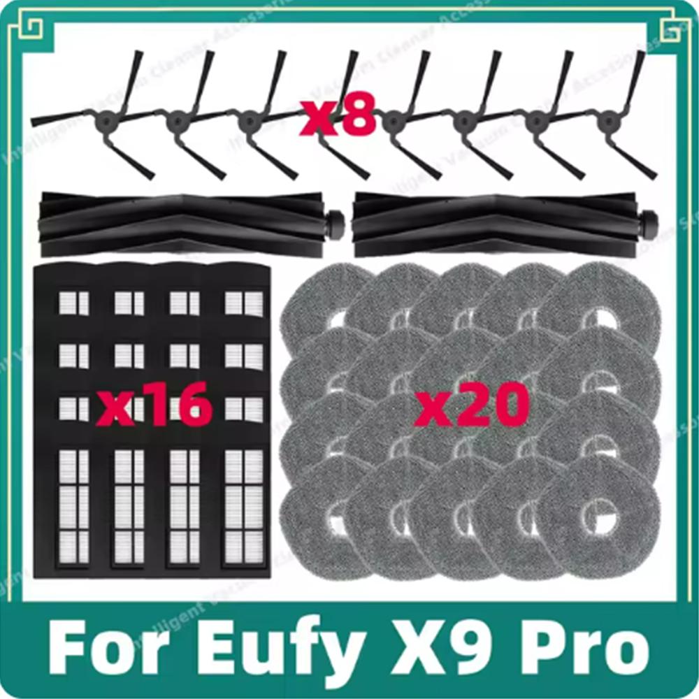 Compatible For Eufy X9 Pro Vacuum Cleaner Side Brush Hepa Filter Mop Cloth Rag Accessories Replacement Spare Parts