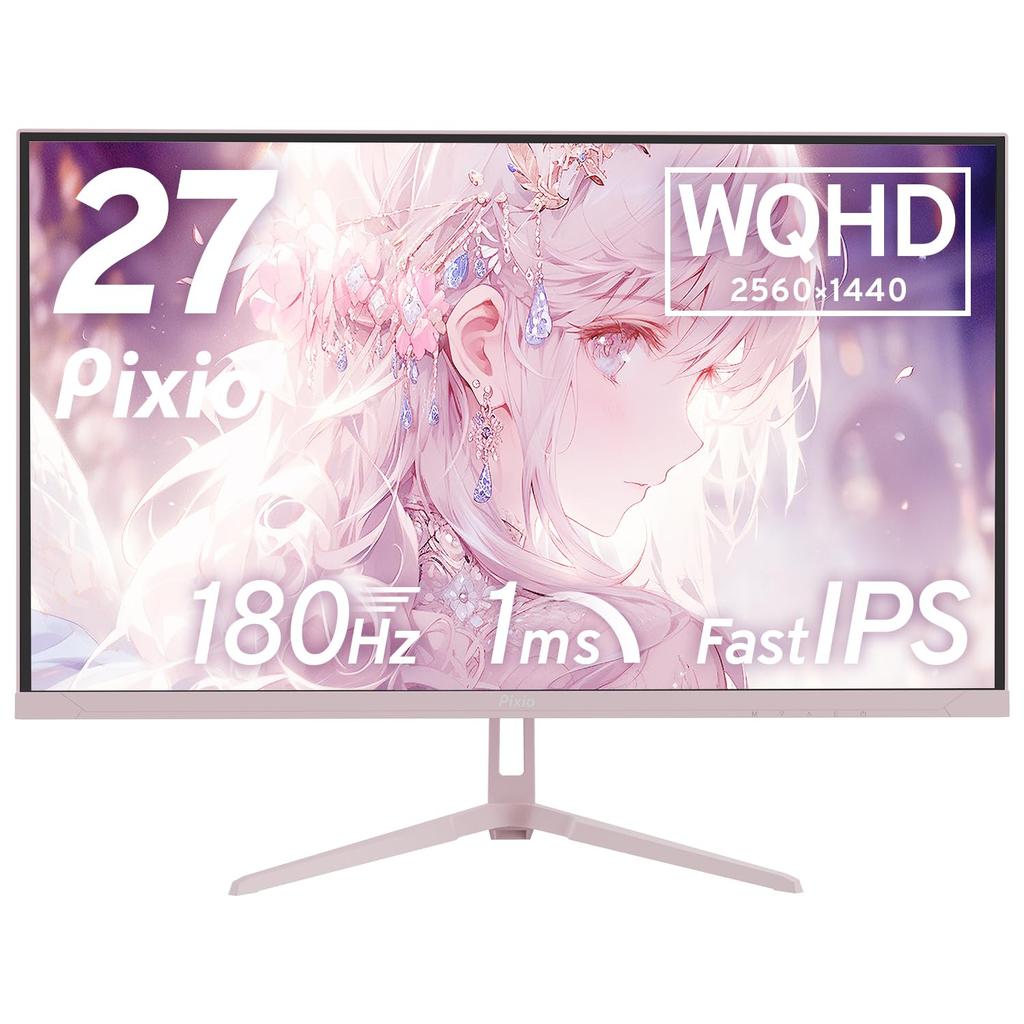 Pixio PX278 WAVE Pastel Pink Gaming Monitor 27 Inch 180Hz WQHD Pastel Pink 2 Year Warranty Cute