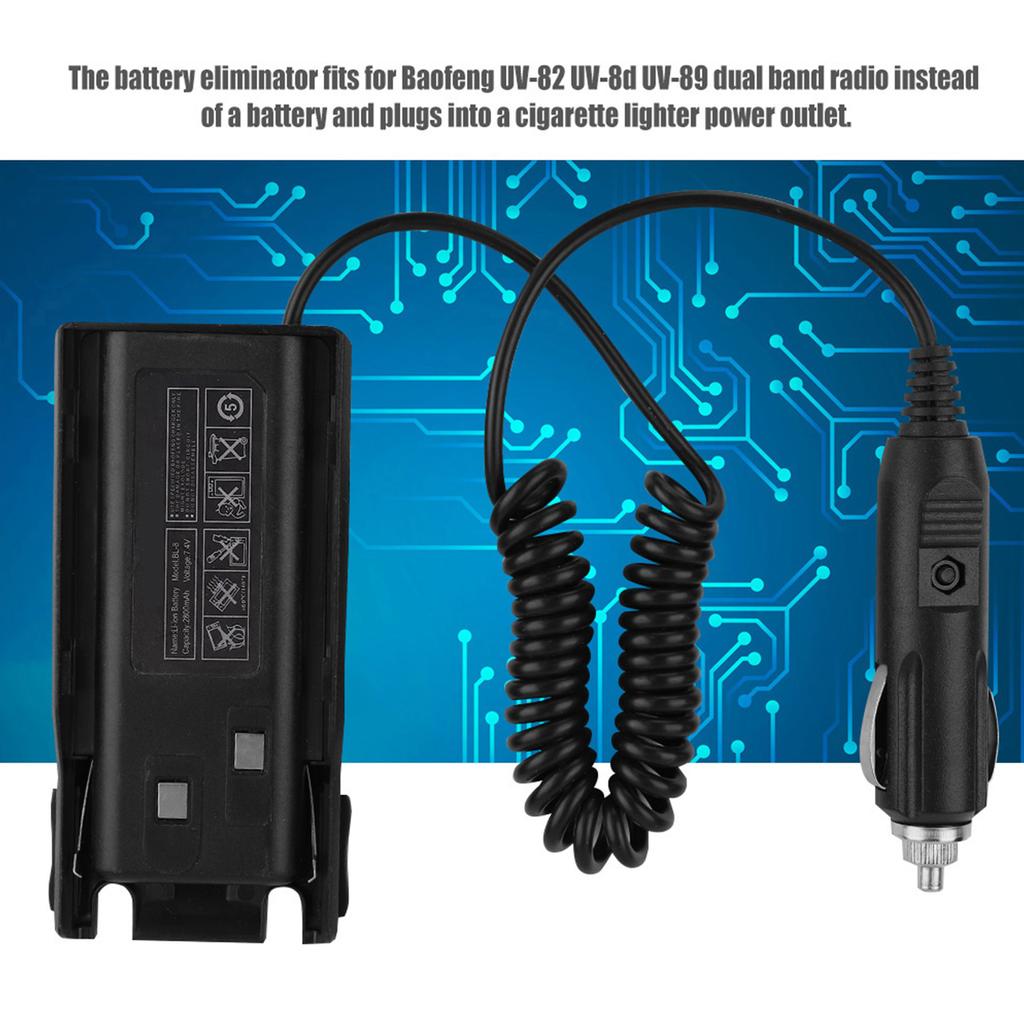 Car Battery Eliminator For Baofeng UV82 UV 82L UV 8D UV 89 UV 82HP Walkie Talkie Car Charger
