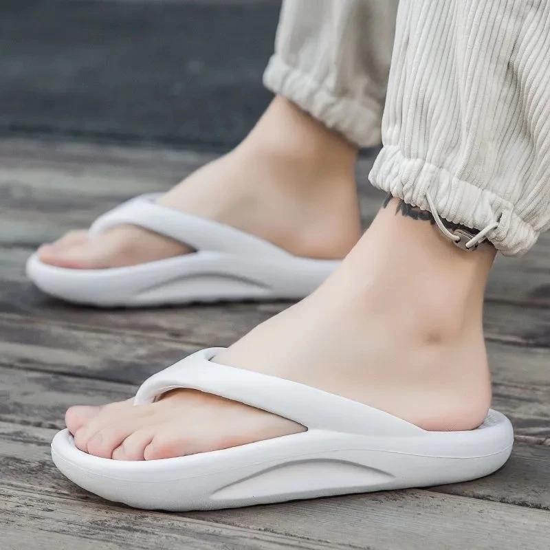 Big size 45 Summer Slippers for Mens 2024 New Cool Casual Home Solid Flip Flops Male Outside Thick Sole Sandals Beach Shoes