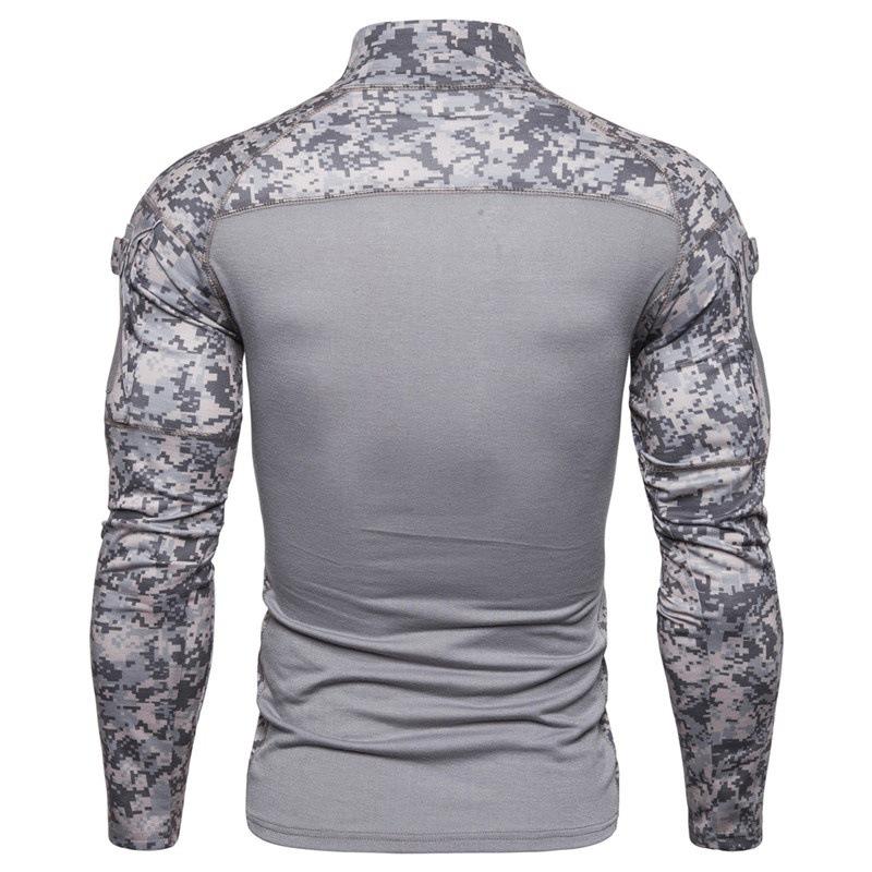 Men's Long Sleeved Elastic Slim Fit Camouflage Polo Casual Stand Collar Cotton Autumn Youth T-shirt Pullovers & Long Sleeves Men’s