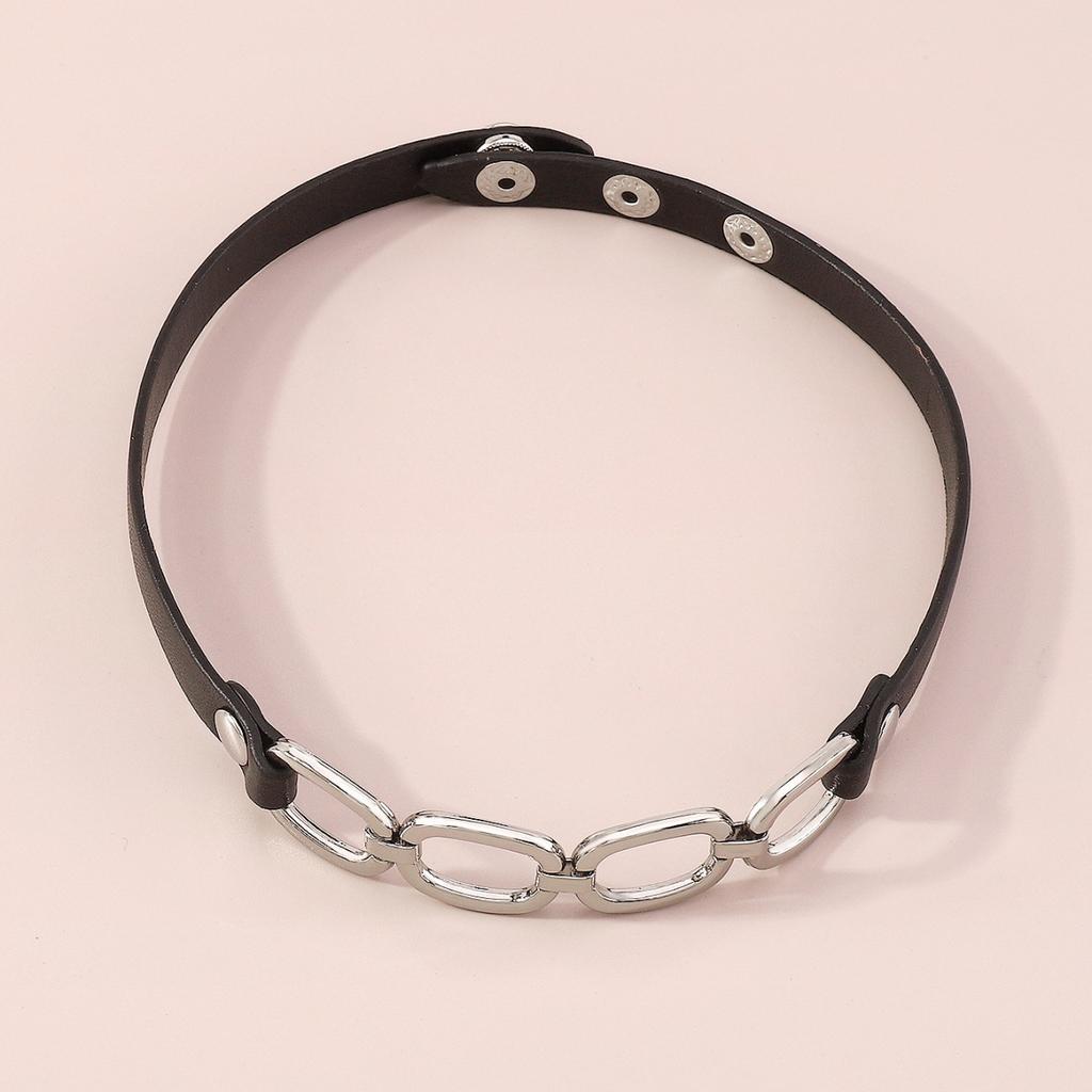 Women European Trend Choker Exaggerated Leather Chain Splice Necklace Harajuku Punk Bracelet For Women