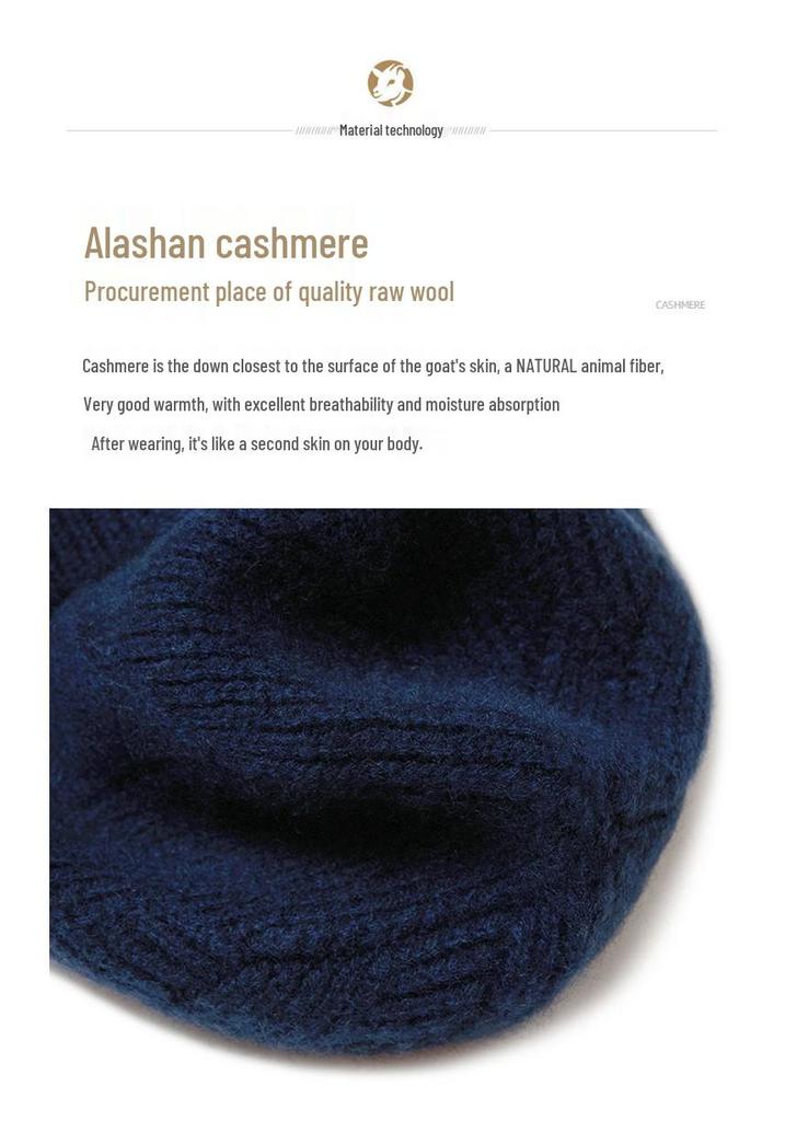 Kang Sai Ni 100% Pure Cashmere Knit Hat - Versatile & Warm Ear Protection for All Ages, European & American Style