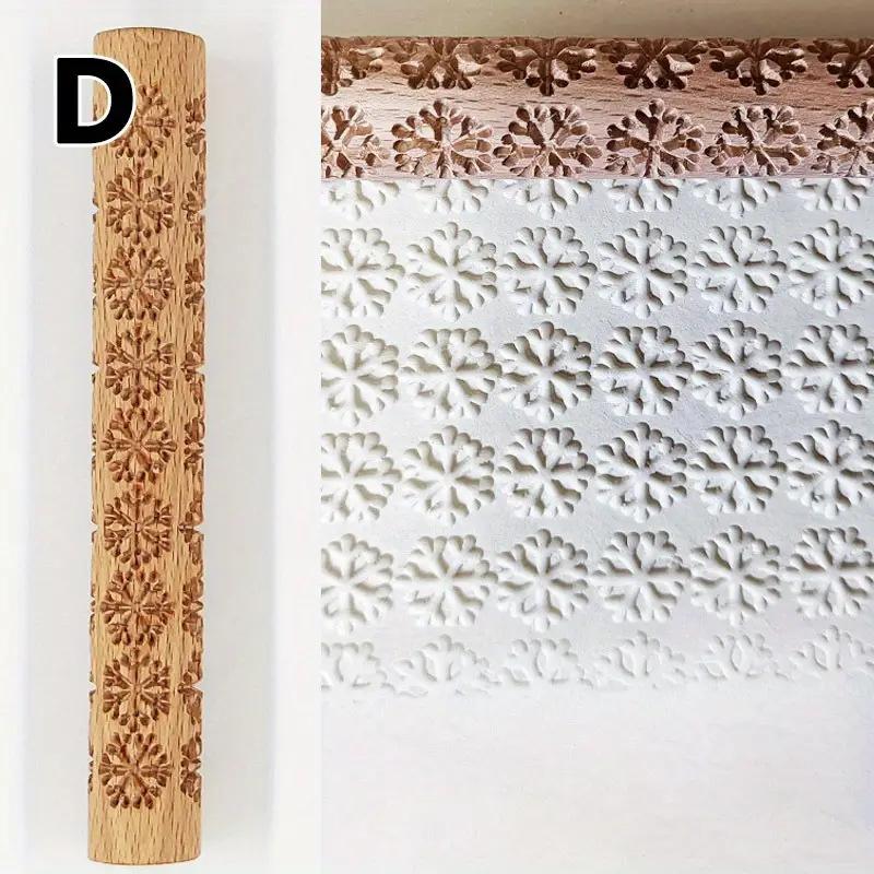 Wooden Texture Rolling Pin Ceramic Pottery Art Embossed Rod Flower Pattern Mud Roll Roll Reliefs DIY Clay Craft Tool