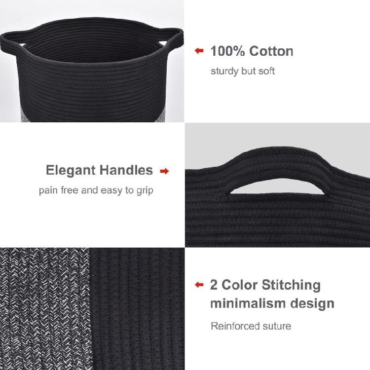 Breathable Cotton Rope Hamper Basket With Supportive Handles Large Capacity Storage Container For Clothes