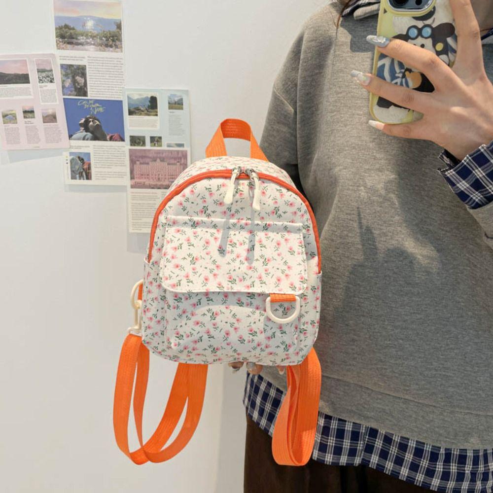 Students Mini Backpack Canvas Small Backpack Fashion Floral Backpack for Girls