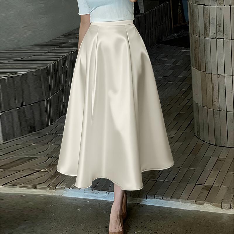 ZANZEA Women Elegant Casual Solid Color Satin A-line Skirts