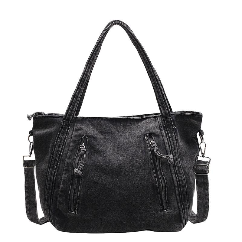 Washed Denim Bag 2025 New Large-capacity Shoulder Bag Trendy Cool Retro Portable Tote Bag Women's Work Commuter Bag