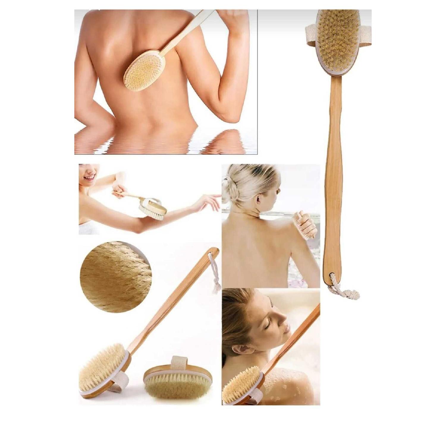 

Скраб для ванни з натурального кінського волоса Довга знімна ручка М’яка щітка Ручка для скрабу з натурального волосся