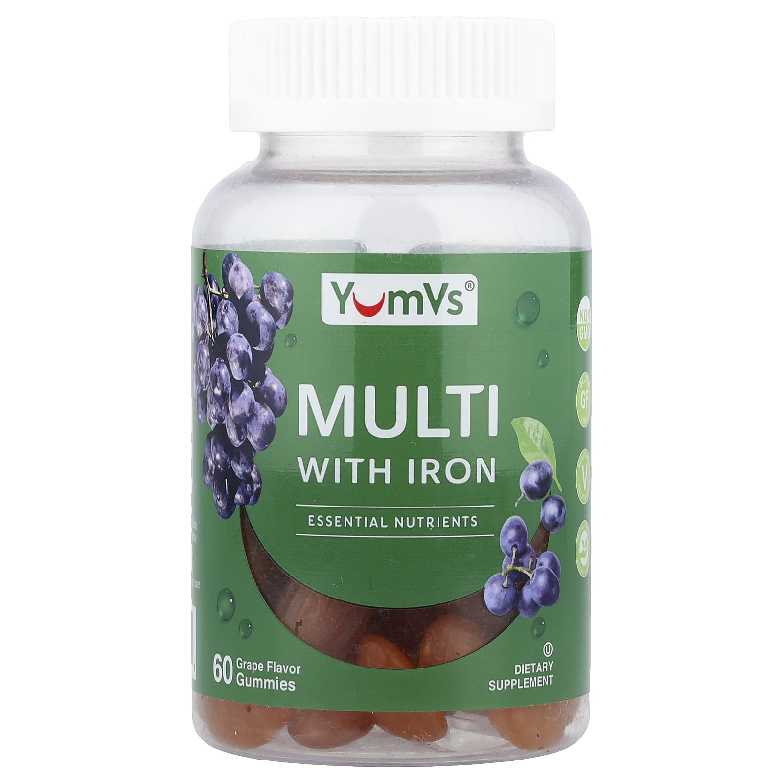 

YumVs, Multivitamin, Iron Gummies, Grape, 60 Gummies