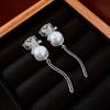 Silver Needle Diamond Pearl C-Shaped Earrings French Retro Premium Temperament Earrings Personality Light Luxury Earrings Women