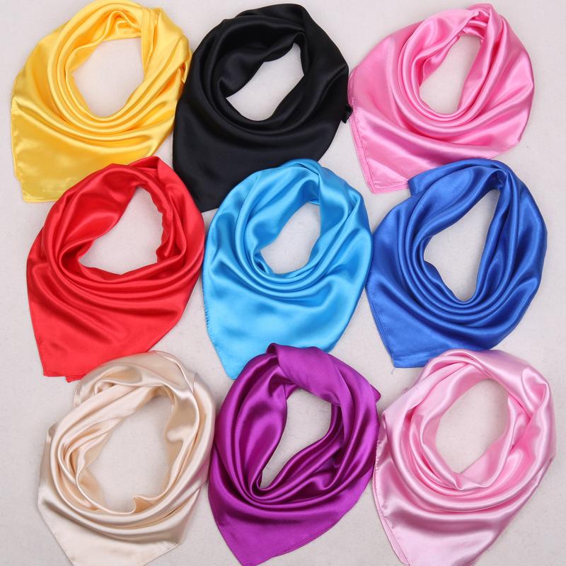 Square Silk Scarf For Women Bandanna Satin Pocket Square Handkerchief Hijab Hair Bands Neckerchief Headband Head Scarf Neck Wrap