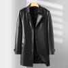Spring and Autumn Genuine Leather Jacket Men's Medium-Length Coat Thin First-layer Cowhide Suit Leather Windbreaker Plus Velvet Thickening