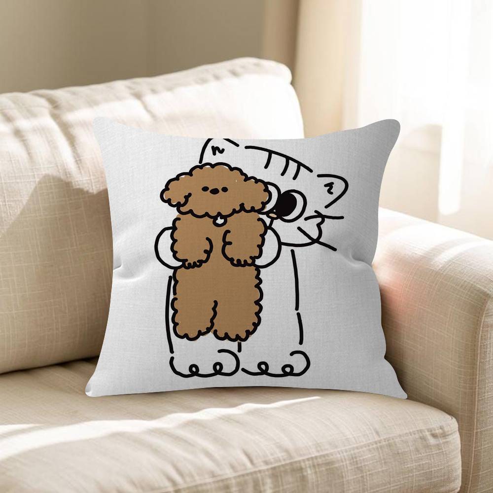 

Cartoon Line Cat Dog Cushion Cover Pillowcase Upholstery Sofa Throw Pillow Home Decor Pillowcas 30x30 cm