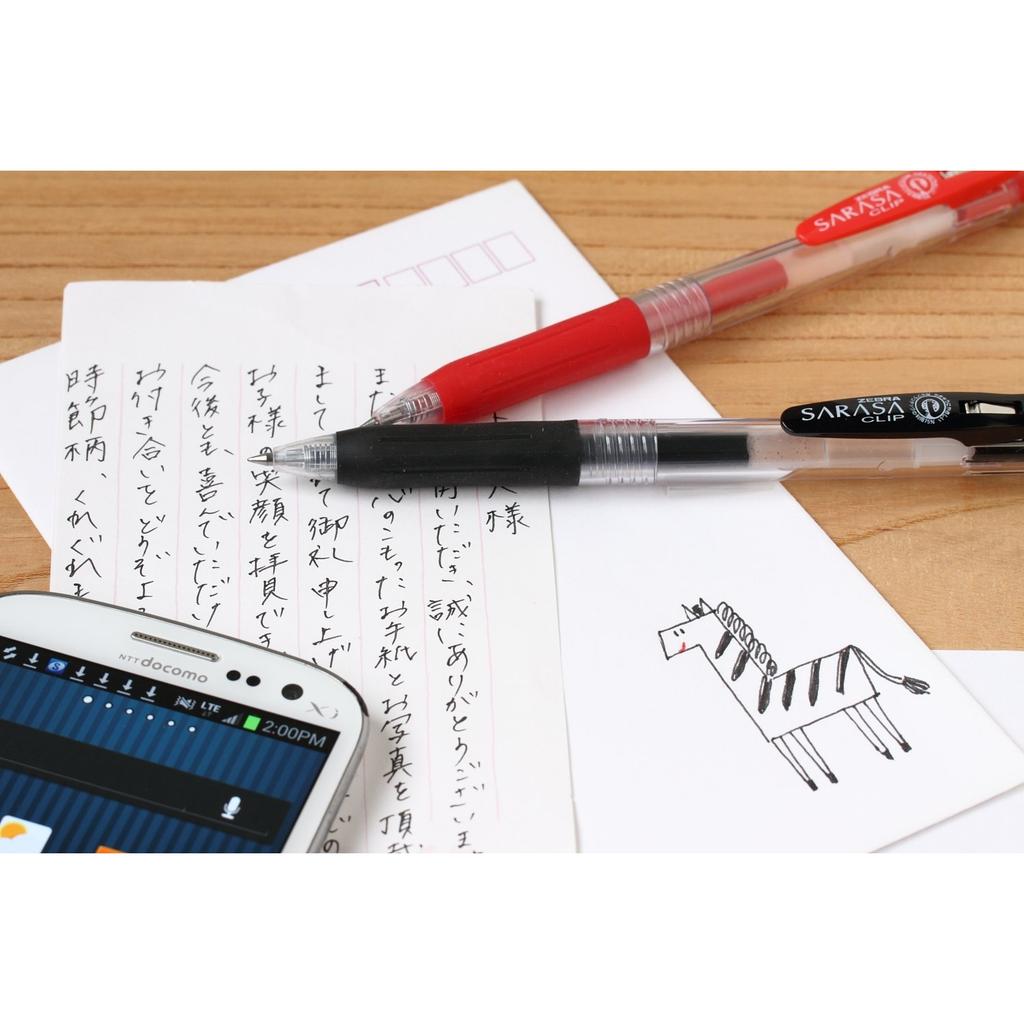 Zebra Sarasa Clip Gel Pens 0.5mm Black, 10-Pack - Smooth Writing Gel Ink Ballpen