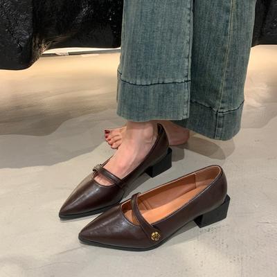 Fashion New 2025  Fashion Trend Camellia French Vintage Pointy Toe Shallow Mouth Single Shoes Women Mary Jane Small Shoes