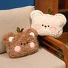Blush Cheek Bear Plush Pillow Soft Curly Fluff Bear Face Plush Pillow Sofa Cushion  Home Decor