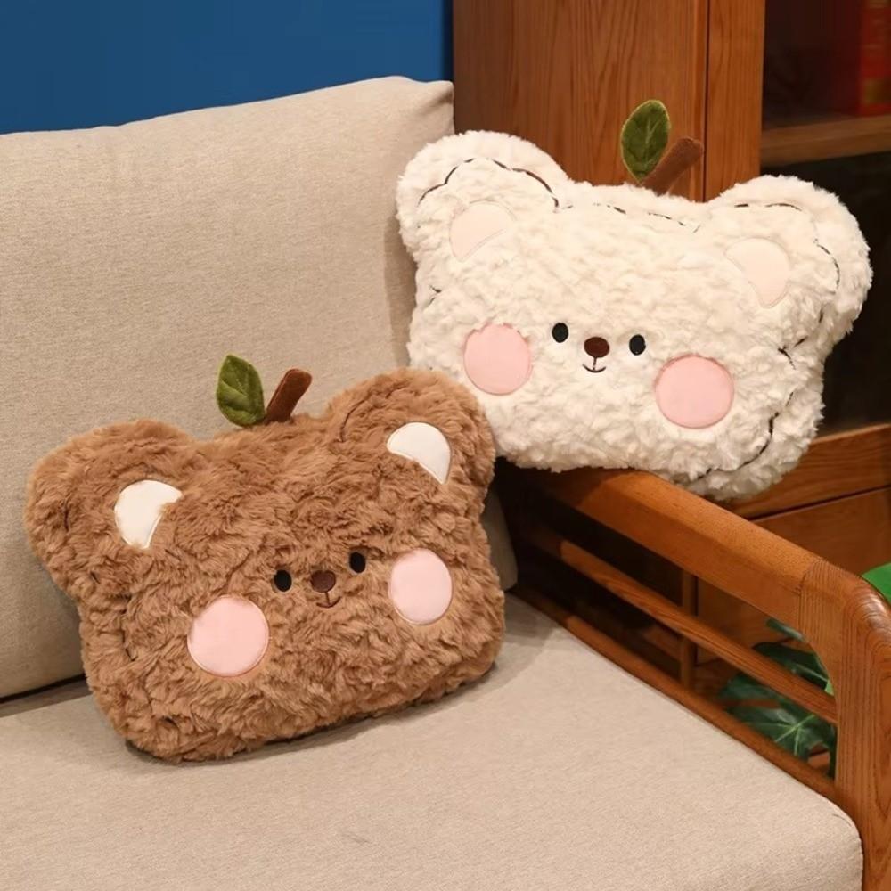 Blush Cheek Bear Plush Pillow Soft Curly Fluff Bear Face Plush Pillow Sofa Cushion Home Decor