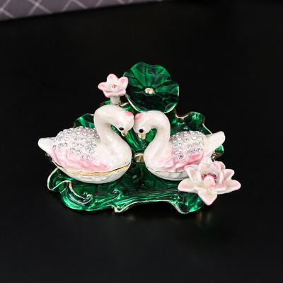 Enamel Swan Jewelry Box Valentine's Day Gift Alloy Jewelry Box Ring Storage Box Metal Crafts Ornament