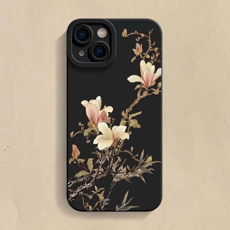 Flower and Bird Chinese Style TPU Soft Phone Case for iPhone 14 Pro Max 13 Mini 12 12Pro 11 XR X XS Max 15