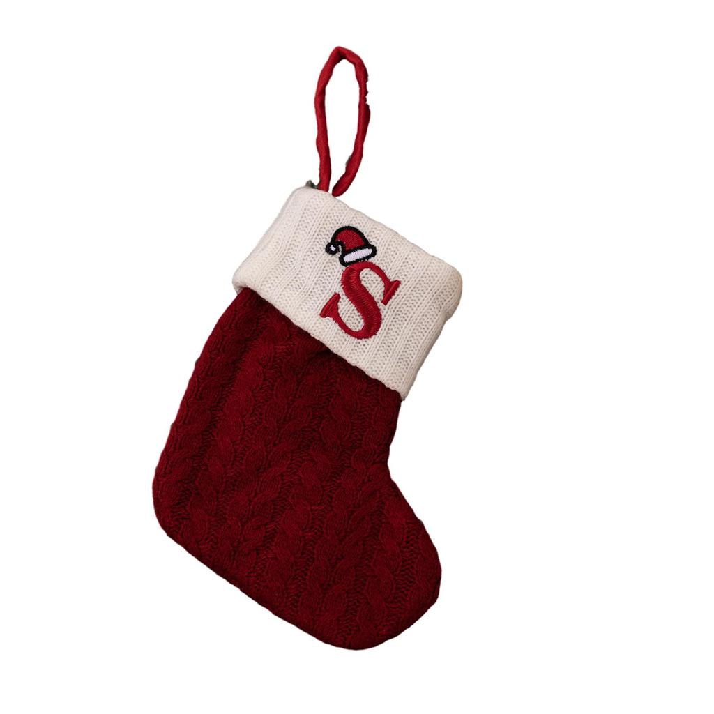 Alphabet Christmas Stocking Christmas Tree Decorating Hanging Knitted