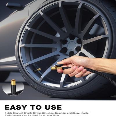 High Pressure Tire Inflator Hose With Valve Adapter For Air Compressor Quick Connect Fits Car Motorcycle