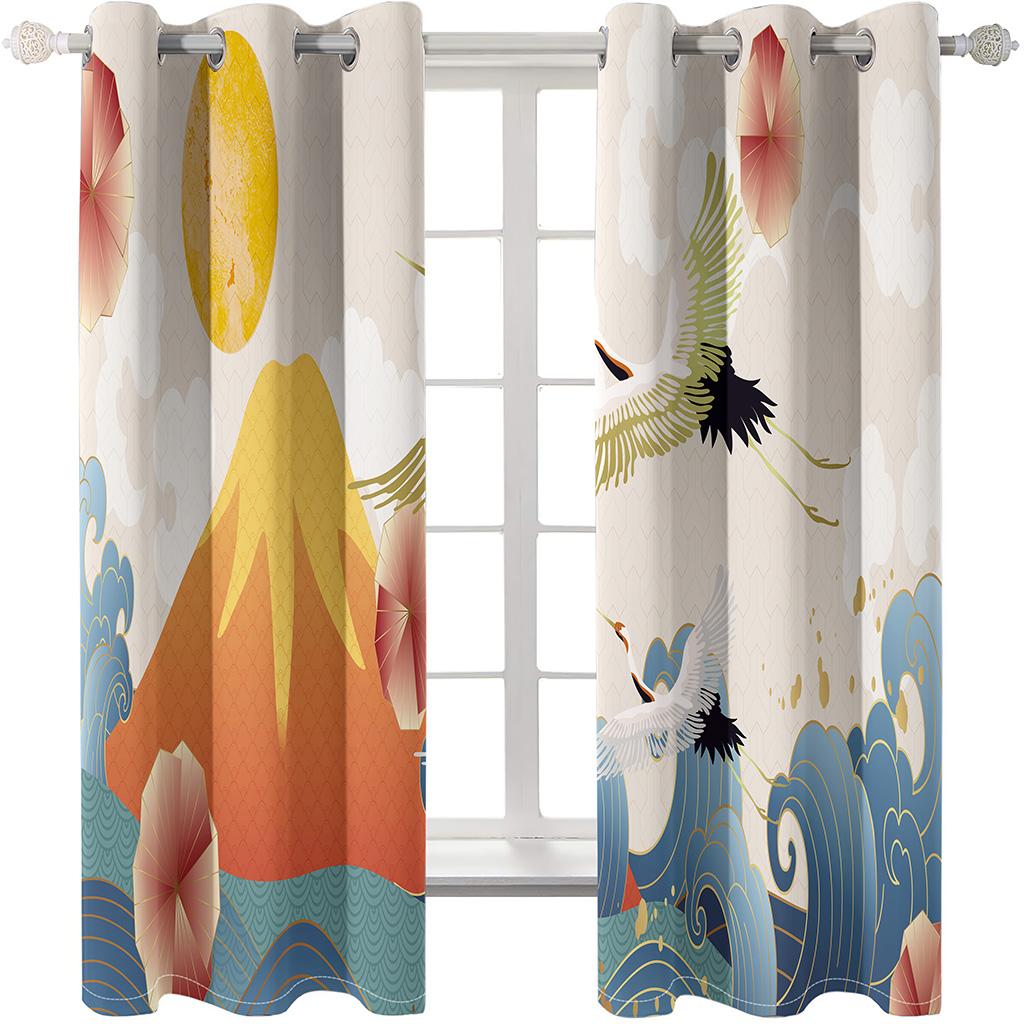 Bird Animal Red-crowned Crane Odorless Blinds Hall Thin Window Curtains for KidsLiving Room Bedroom Bathroom Door Kicthen Decor