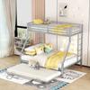 Children's Bed Bunk Bed 90(140)x200cm, Metal Bed with Ladder On Both Sides, Bunk Bed with Pull-out Bed and Fall Protection