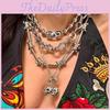 Gothic Skull Necklace Collar Chain With Geometric Pendant For Womens Street Fashion