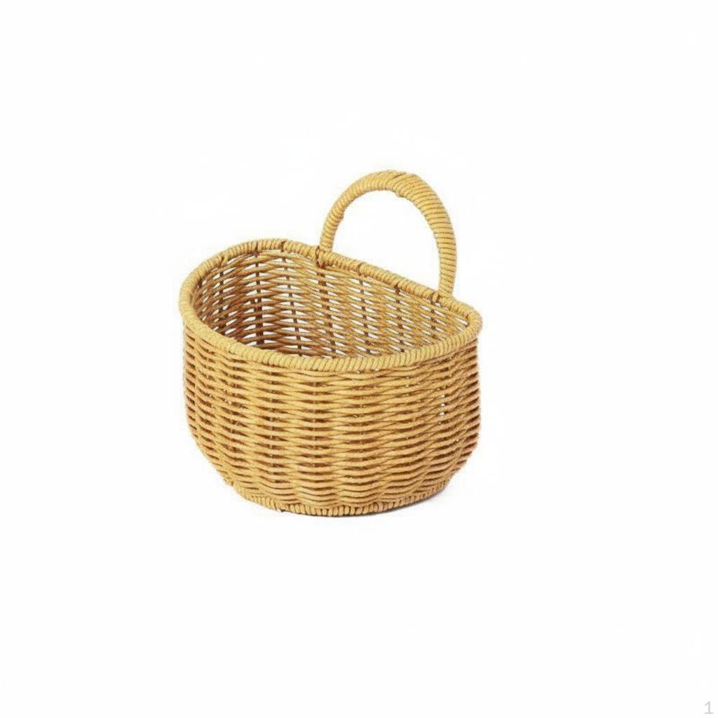 Wall Mounted Storage Basket Sturdy Imitation Rattan Organizer Kitchen
