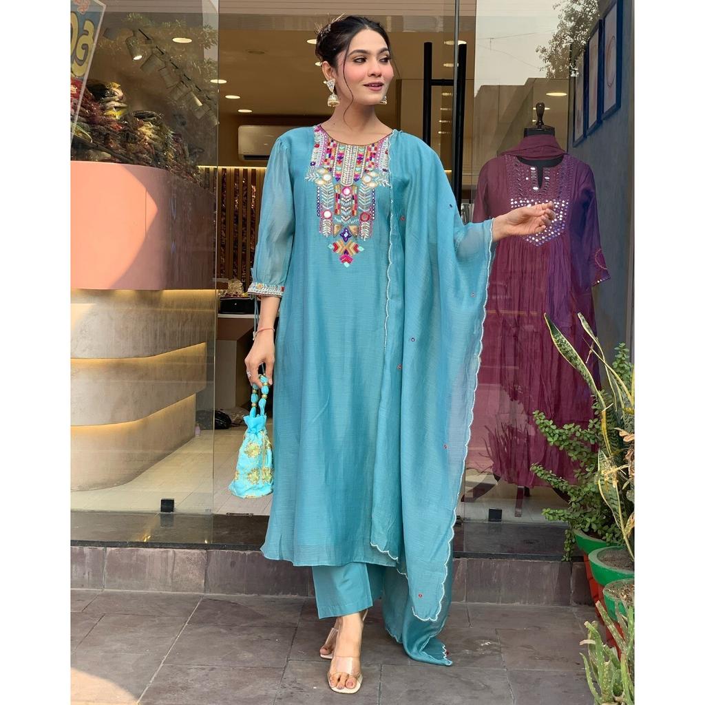 Women Top Tunic Kurti Salwar Suit Bollywood Party Wear Kurta Pant Dupatta Set VFP-1797a