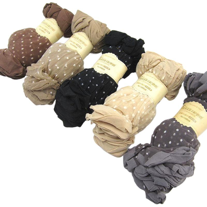 10 Pairs Women's High Elastic Thin Socks Lot Breathable Silk Seamless Socks Balck Beige Coffee