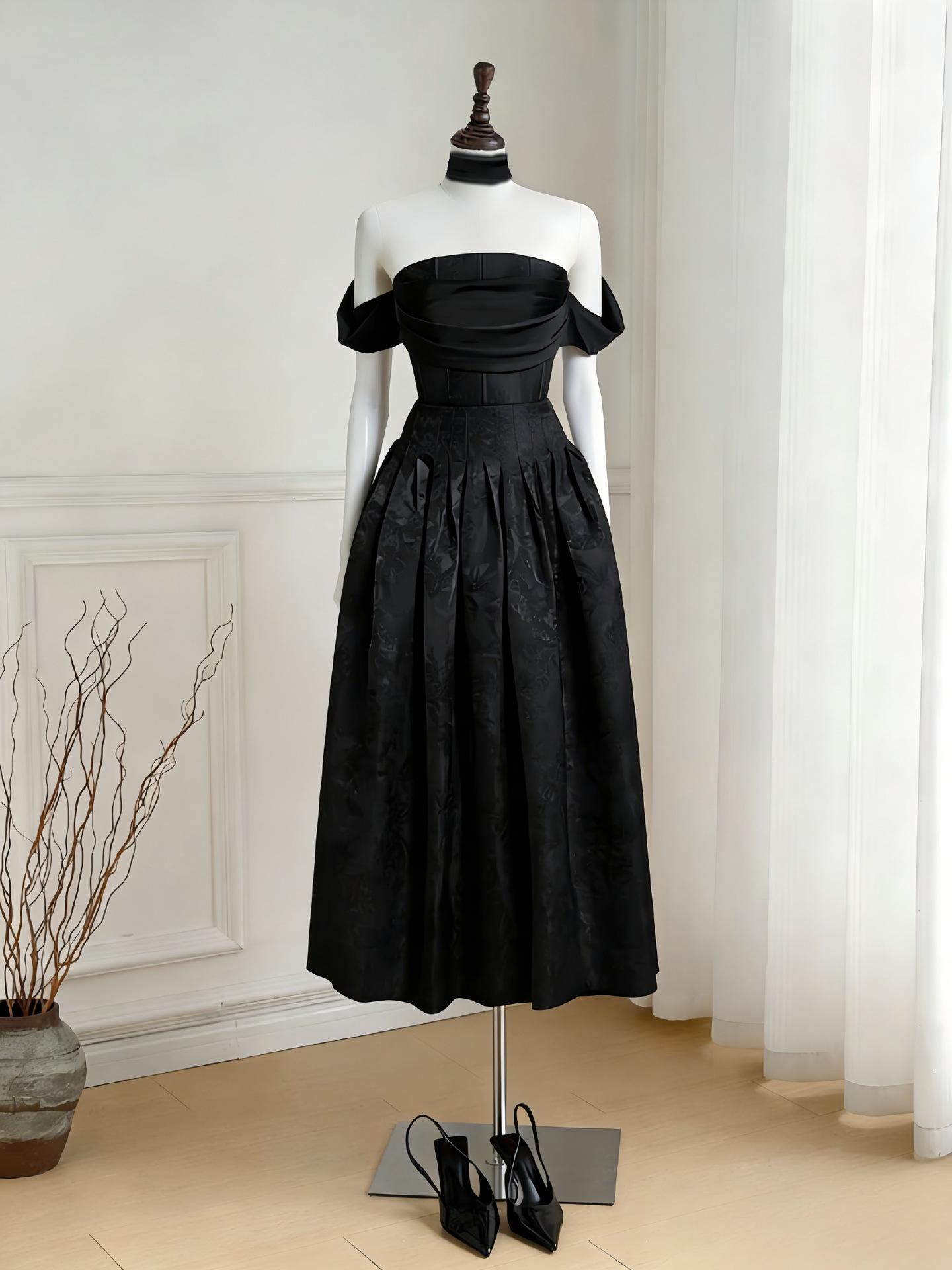 European Elegant Jacquard Strapless Princess Dress for Women - 2025 Autumn/Winter Collection S
