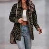 Plus Size Leopard Print Button-Up Jacket with Long Sleeves for Autumn/Winter
