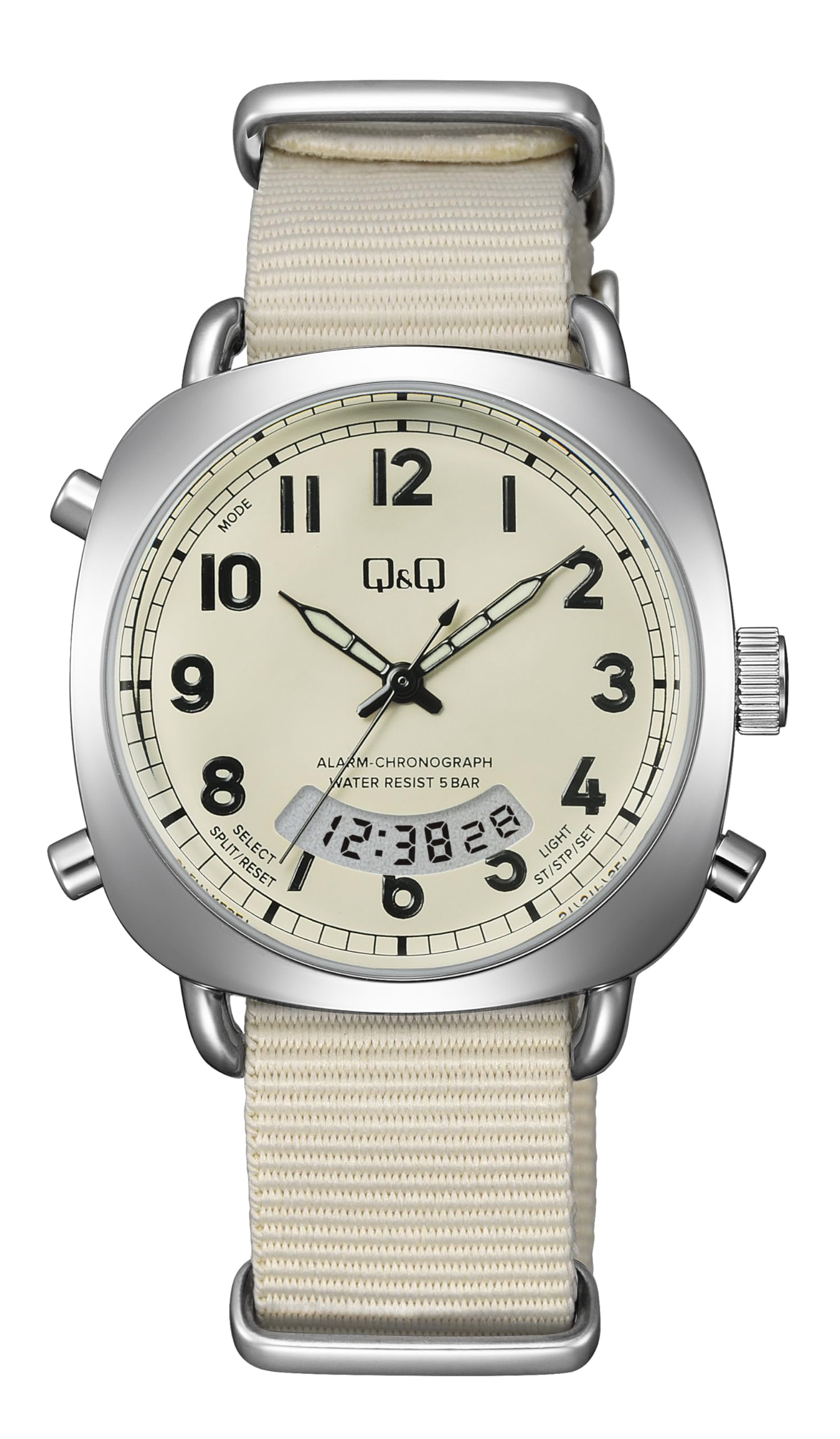 

Часы Citizen 5 ATM Водонепроницаемые Слоновая кость Q&Q, Ударопрочные, Аналогово-цифровые, A38A-004PK, слоновая кость