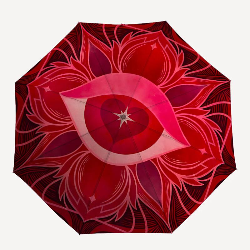 1pc Heart Eye Automatic Open/close Folding Compact Umbrella, 8-Rib Sturdy Canopy, Lightweight Portable, Everyday Use, Gift,003